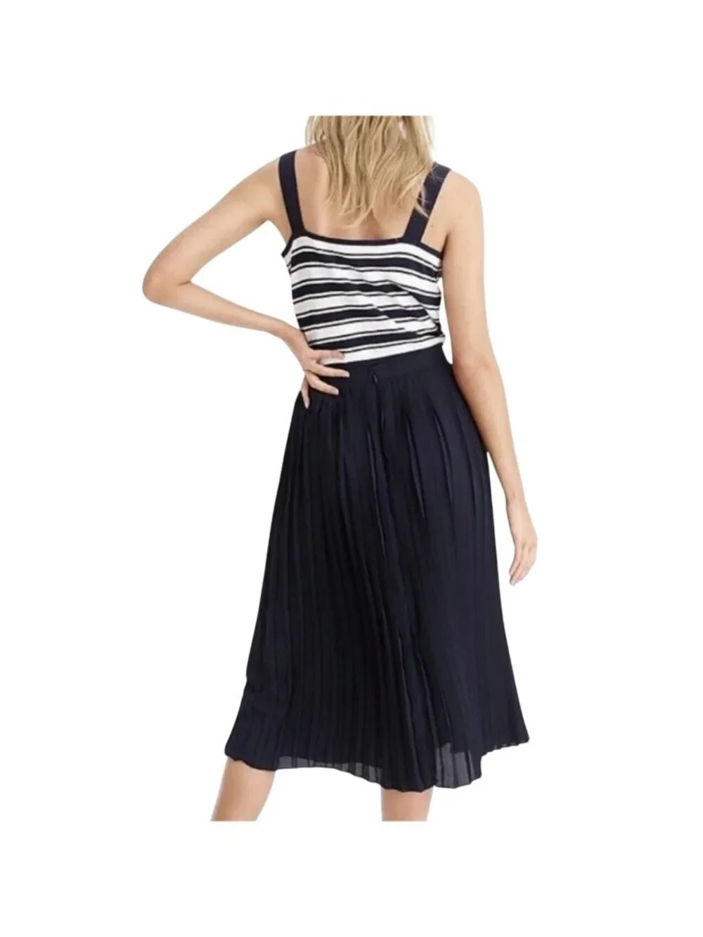 J.Crew Pleated Midi Skirt Size 12 Navy